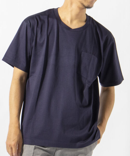 NOLLEY'S goodman（ノーリーズグッドマン）の「クロスネック 変形Vネック Ｔシャツ（Tシャツ/カットソー・メンズ・ホワイト/ダークネイビー/ライトブルー・X-LARGE/MEDIUM/SMALL/LARGE）」の8枚目の写真