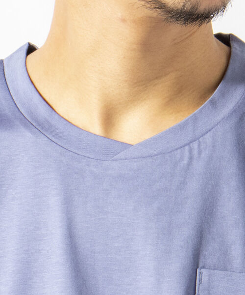 NOLLEY'S goodman（ノーリーズグッドマン）の「クロスネック 変形Vネック Ｔシャツ（Tシャツ/カットソー・メンズ・ホワイト/ダークネイビー/ライトブルー・X-LARGE/MEDIUM/SMALL/LARGE）」の9枚目の写真