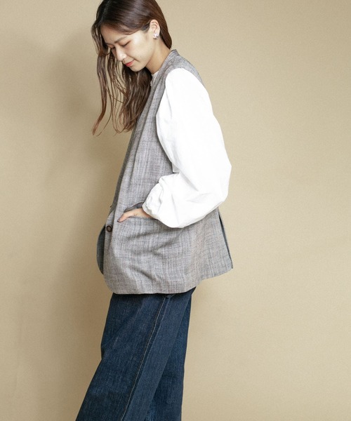 KBF（ケイビーエフ）の「ヘリンボンBIGベスト（ベスト・レディース・ブラック/アイボリー/ベージュ系その他・ONE）」の14枚目の写真