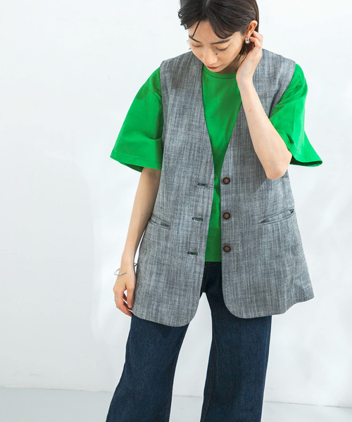 KBF（ケイビーエフ）の「ヘリンボンBIGベスト（ベスト・レディース・ブラック/アイボリー/ベージュ系その他・ONE）」の11枚目の写真