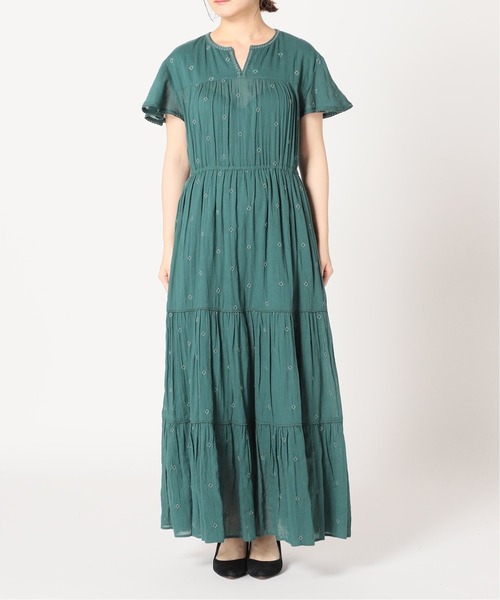 SLOBE IENA(スローブイエナ)の「フラワーエンブロイダリーフレアワンピース【手洗い可能】◆(ワンピース・レディース・ブラック/グリーン・FREE)」の12枚目の写真