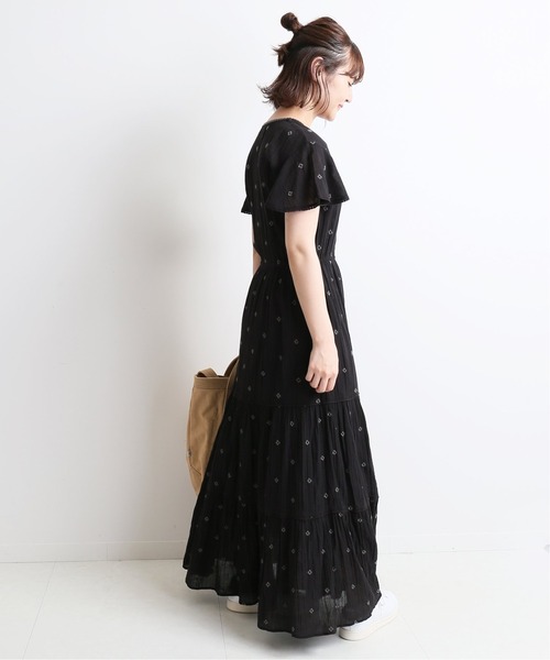 SLOBE IENA(スローブイエナ)の「フラワーエンブロイダリーフレアワンピース【手洗い可能】◆(ワンピース・レディース・ブラック/グリーン・FREE)」の9枚目の写真