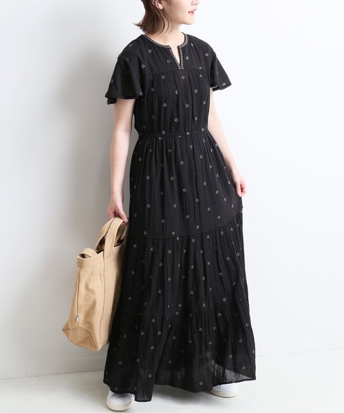 SLOBE IENA(スローブイエナ)の「フラワーエンブロイダリーフレアワンピース【手洗い可能】◆(ワンピース・レディース・ブラック/グリーン・FREE)」の11枚目の写真