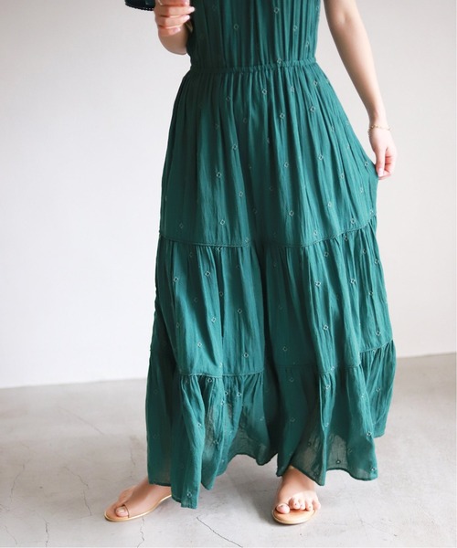 SLOBE IENA(スローブイエナ)の「フラワーエンブロイダリーフレアワンピース【手洗い可能】◆(ワンピース・レディース・ブラック/グリーン・FREE)」の22枚目の写真