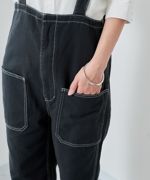 cepo（セポ）の「サロペットパンツ（デニムパンツ・レディース・チャコールグレー/オフホワイト・M）」の8枚目の写真