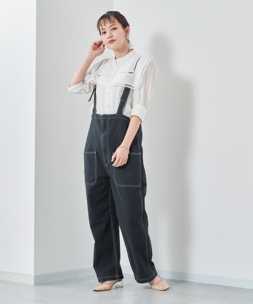 cepo（セポ）の「サロペットパンツ（デニムパンツ・レディース・チャコールグレー/オフホワイト・M）」の4枚目の写真