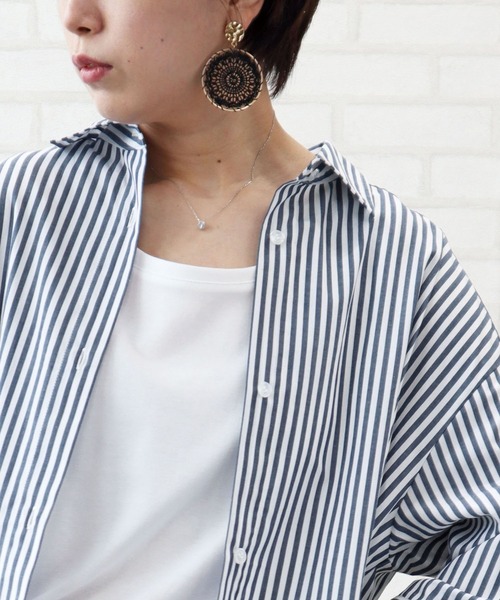 BELLUNA（ベルーナ）の「バックタック使いロングシャツワンピース（シャツワンピース・レディース・ストライプ/チェック・MEDIUM/LARGE/X-LARGE）」の22枚目の写真