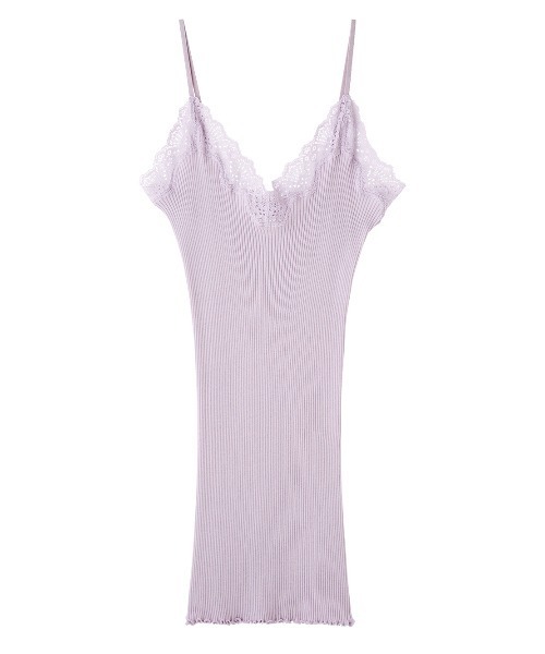 PEACH JOHN（ピーチジョン）の「【綿100％／オーガニックコットン！オールシーズン快適な着心地】オーガニックコットンレーストリムキャミ（キャミソール・レディース・ブラック/アイボリー/ヘザーグレー/ミント/ピンクベージュ/ブルーグレー/ラベンダー/ダークラベンダー/ライトブルー/ブラウン/スモークピンク/グレー・S/M/M/L）」の9枚目の写真