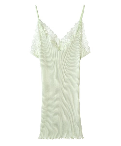 PEACH JOHN（ピーチジョン）の「【綿100％／オーガニックコットン！オールシーズン快適な着心地】オーガニックコットンレーストリムキャミ（キャミソール・レディース・ブラック/アイボリー/ヘザーグレー/ミント/ピンクベージュ/ブルーグレー/ラベンダー/ダークラベンダー/ライトブルー/ブラウン/スモークピンク/グレー・S/M/M/L）」の7枚目の写真