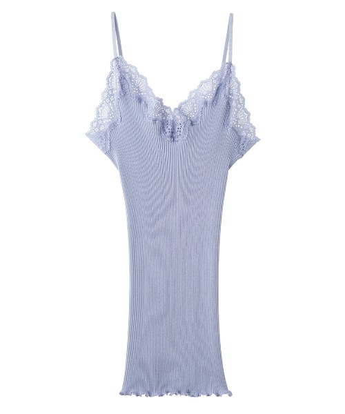 PEACH JOHN（ピーチジョン）の「【綿100％／オーガニックコットン！オールシーズン快適な着心地】オーガニックコットンレーストリムキャミ（キャミソール・レディース・ブラック/アイボリー/ヘザーグレー/ミント/ピンクベージュ/ブルーグレー/ラベンダー/ダークラベンダー/ライトブルー/ブラウン/スモークピンク/グレー・S/M/M/L）」の5枚目の写真