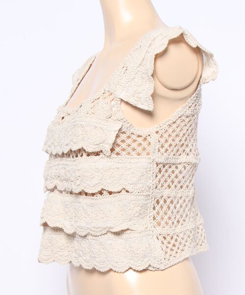 jumelle（ジュメロ）の「ピッチ編みトップ（タンクトップ・レディース・ベージュ・FREE）」の2枚目の写真