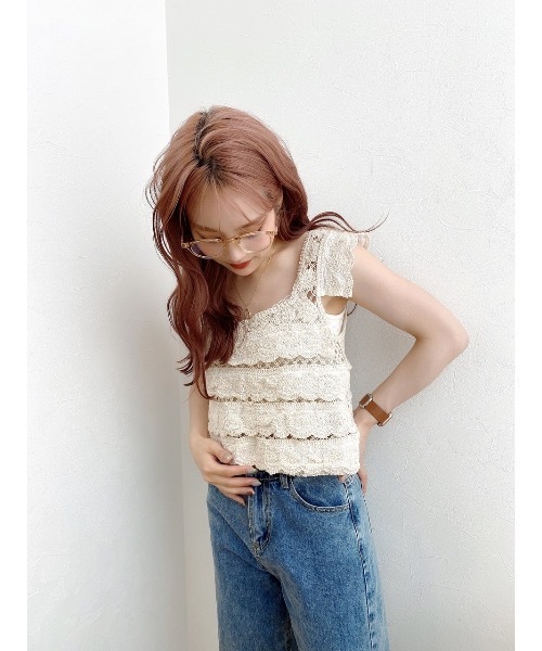 jumelle（ジュメロ）の「ピッチ編みトップ（タンクトップ・レディース・ベージュ・FREE）」の13枚目の写真