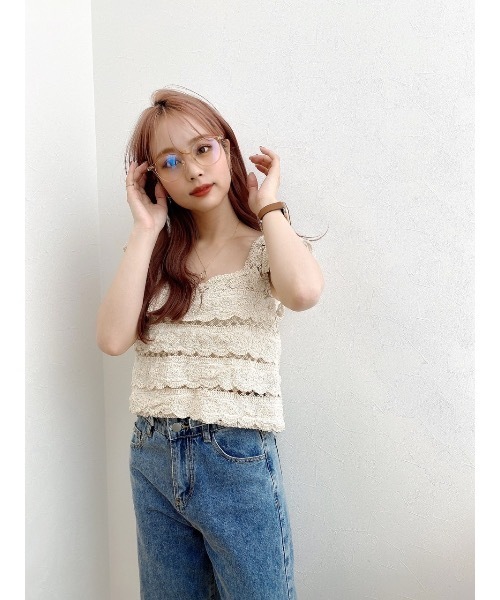 jumelle（ジュメロ）の「ピッチ編みトップ（タンクトップ・レディース・ベージュ・FREE）」の10枚目の写真