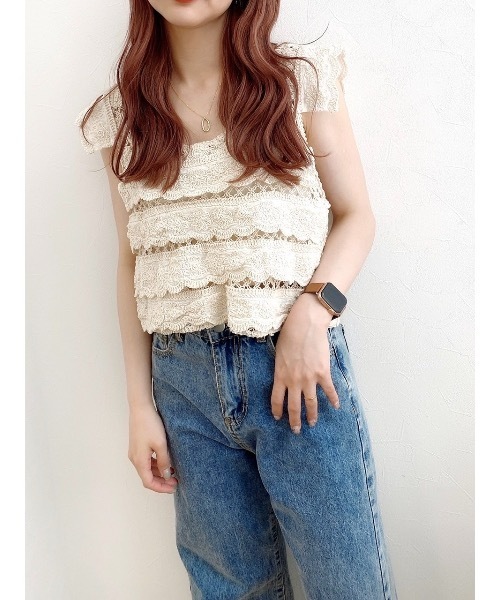 jumelle（ジュメロ）の「ピッチ編みトップ（タンクトップ・レディース・ベージュ・FREE）」の6枚目の写真