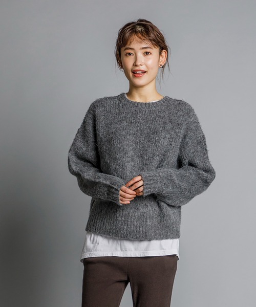 CIENA(シエナ)の「2way シャギーニットカーディガン(カーディガン/ボレロ・レディース・ネイビー/グリーン系その他/チャコール・FREE)」の8枚目の写真