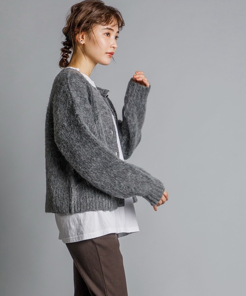 CIENA(シエナ)の「2way シャギーニットカーディガン(カーディガン/ボレロ・レディース・ネイビー/グリーン系その他/チャコール・FREE)」の10枚目の写真