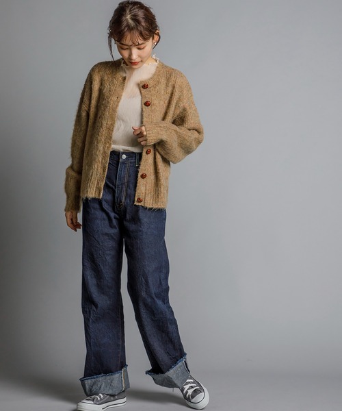 CIENA(シエナ)の「2way シャギーニットカーディガン(カーディガン/ボレロ・レディース・ネイビー/グリーン系その他/チャコール・FREE)」の22枚目の写真