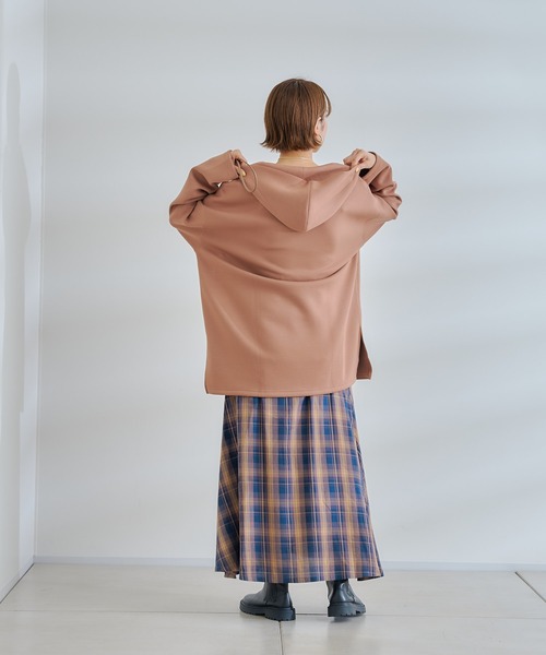 DouDou（ドゥドゥ）の「チェックフレアスカート（スカート・レディース・カーキ/ネイビー・FREE）」の9枚目の写真