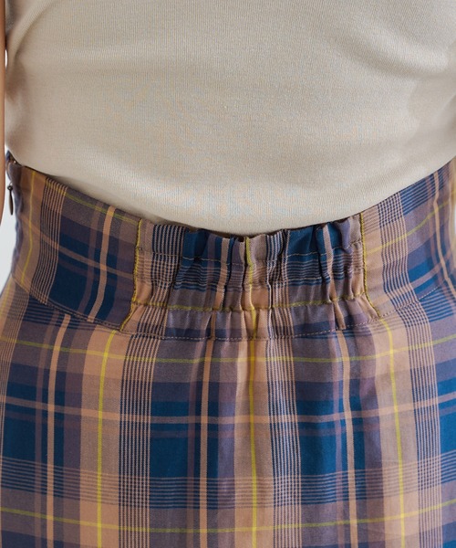 DouDou（ドゥドゥ）の「チェックフレアスカート（スカート・レディース・カーキ/ネイビー・FREE）」の10枚目の写真