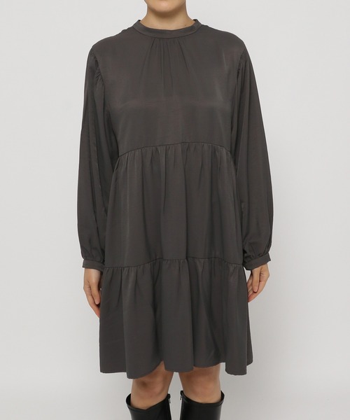 mysty woman（ミスティウーマン）の「バックリボンミニワンピース 238852（ワンピース・レディース・マスタード/グレー系その他/ブラウン系その他/チャコール・FREE）」の11枚目の写真