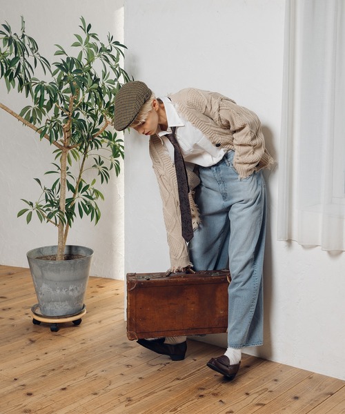 MUHET（ミュエータ）の「【3点セット】ショート丈ダメージニットカーディガン×ロンT×ネックレス（カーディガン/ボレロ・レディース・ベージュ/オレンジ/グリーン・FREE）」の22枚目の写真