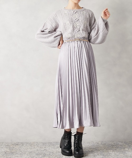 OLIVE des OLIVE（オリーブデオリーブ）の「【WEB限定】花のあるケーブルニット（ニット/セーター・レディース・オフホワイト/ベージュ/サックスブルー・FREE）」の21枚目の写真