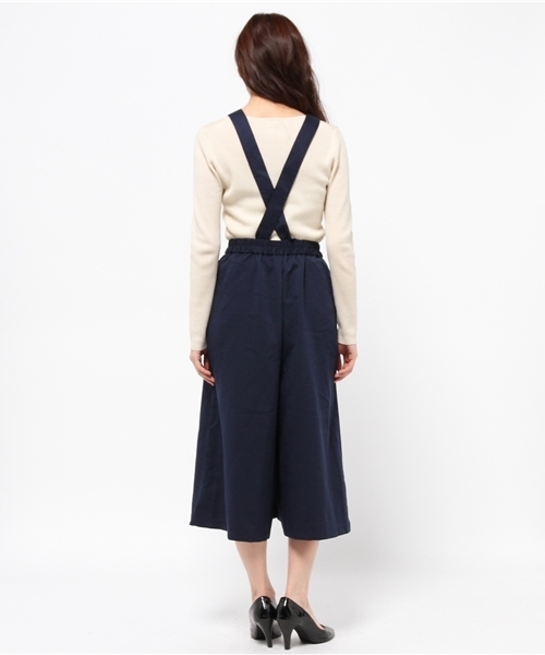 WEGO(ウィゴー)の「WEGO/ワイドサロペット(サロペット/オーバーオール・レディース・ベージュ/ネイビー・FREE)」の5枚目の写真