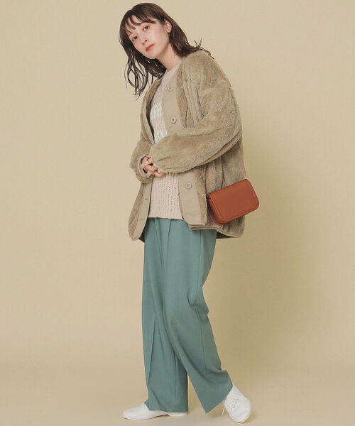 Ray BEAMS(レイビームス)の「Ray BEAMS / ボア フリース ビッグ カーディガン(カーディガン/ボレロ・レディース・ブラック/ベージュ/オフホワイト・ONE SIZE)」の10枚目の写真