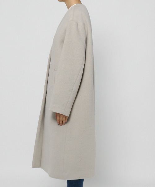 LOWRYS FARM（ローリーズファーム）の「メリノノーカラーコート　949104（ノーカラージャケット・レディース・ブラック/ブラウン/ブルー/アイボリー・FREE）」の14枚目の写真