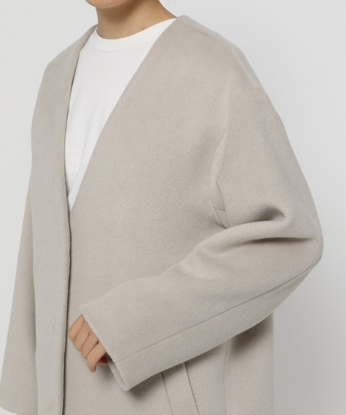 LOWRYS FARM（ローリーズファーム）の「メリノノーカラーコート　949104（ノーカラージャケット・レディース・ブラック/ブラウン/ブルー/アイボリー・FREE）」の11枚目の写真