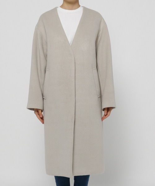 LOWRYS FARM（ローリーズファーム）の「メリノノーカラーコート　949104（ノーカラージャケット・レディース・ブラック/ブラウン/ブルー/アイボリー・FREE）」の19枚目の写真