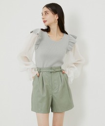 フェイクレザーショートパンツ