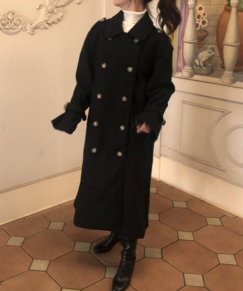 junoah(ジュノア)の「スリーブストラップダブルロングコート(ステンカラーコート・レディース・アイボリー/ブラウン/ネイビー/ベージュ/ブラック・MEDIUM/LARGE/X-LARGE)」の16枚目の写真