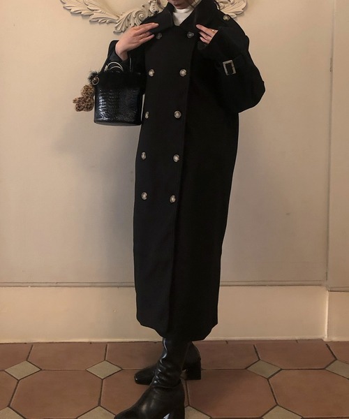 junoah(ジュノア)の「スリーブストラップダブルロングコート(ステンカラーコート・レディース・アイボリー/ブラウン/ネイビー/ベージュ/ブラック・MEDIUM/LARGE/X-LARGE)」の18枚目の写真