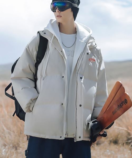 HOOK（フック）の「【HOOK】ストリート風レイヤード風中綿・ダウンジャケット（ダウンジャケット/コート・メンズ・グレー/ホワイト/ブラック・L/XL/XXL/M）」の11枚目の写真