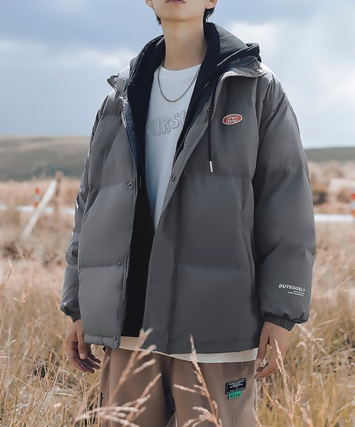 HOOK（フック）の「【HOOK】ストリート風レイヤード風中綿・ダウンジャケット（ダウンジャケット/コート・メンズ・グレー/ホワイト/ブラック・L/XL/XXL/M）」の13枚目の写真