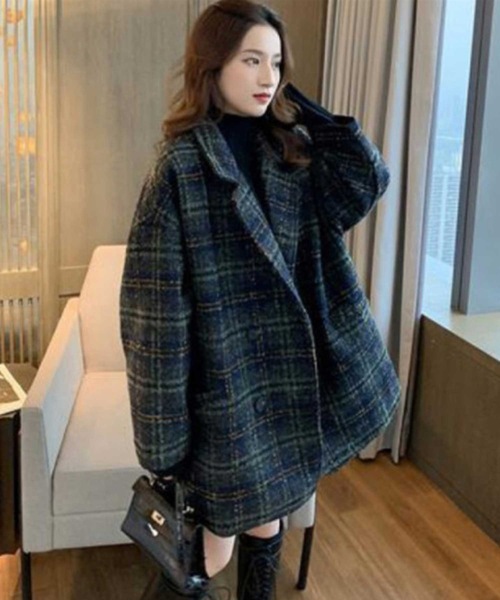 りデートや コート Paypayモール店 通販 Paypayモール ピーコート ルーズシルエットレトロチェック柄