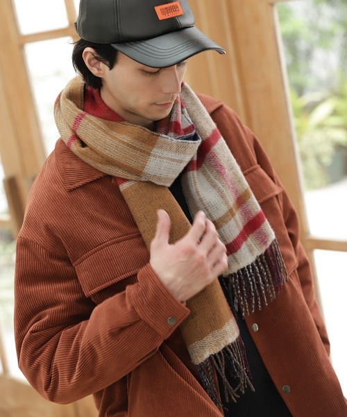 niko and...（ニコアンド）の「ウールカシミヤリバーマフラー（マフラー・メンズ・ベージュ/ブラウン/グレー/ブルー/ブラック・FREE）」の4枚目の写真