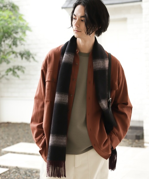 niko and...（ニコアンド）の「ウールカシミヤリバーマフラー（マフラー・メンズ・ベージュ/ブラウン/グレー/ブルー/ブラック・FREE）」の2枚目の写真