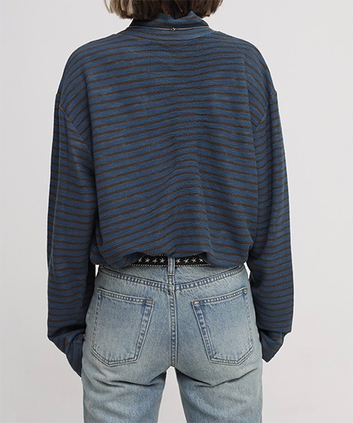 MASONPRINCE(メイソンプリンス)の「タートルネック ボーダーロングスリーブ TX141003【DO NOT TAG】(ニット/セーター・レディース・ブラック/ブルー・L/S/M)」の5枚目の写真