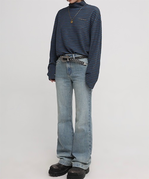 MASONPRINCE(メイソンプリンス)の「タートルネック ボーダーロングスリーブ TX141003【DO NOT TAG】(ニット/セーター・レディース・ブラック/ブルー・L/S/M)」の7枚目の写真