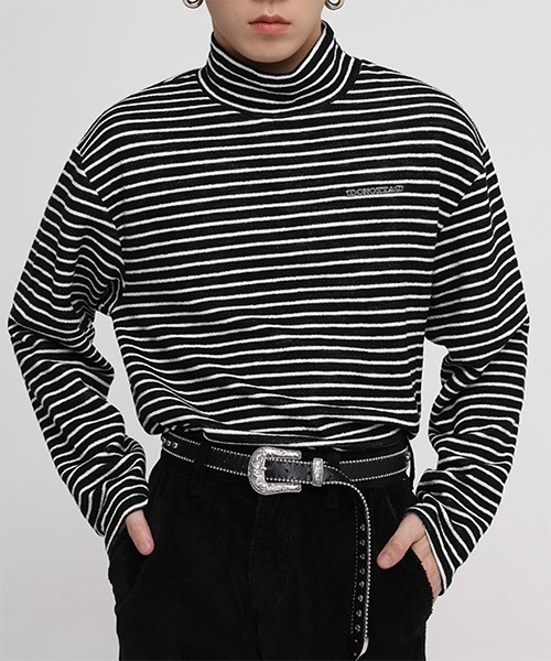 MASONPRINCE(メイソンプリンス)の「タートルネック ボーダーロングスリーブ TX141003【DO NOT TAG】(ニット/セーター・レディース・ブラック/ブルー・L/S/M)」の8枚目の写真