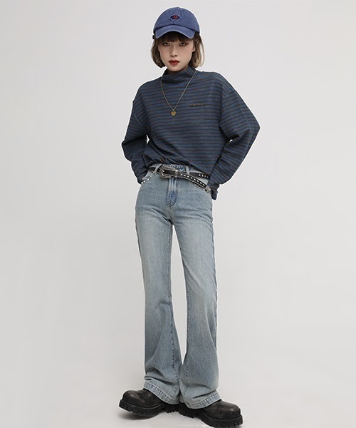 MASONPRINCE(メイソンプリンス)の「タートルネック ボーダーロングスリーブ TX141003【DO NOT TAG】(ニット/セーター・レディース・ブラック/ブルー・L/S/M)」の14枚目の写真