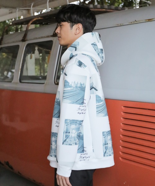 UNION STATION（ユニオンステーション）の「メモリアルフォトプリントP/Oパーカー（パーカー・メンズ・ホワイト/ブラック・LL/M/L）」の4枚目の写真