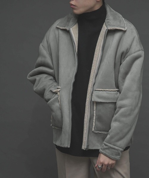 SENSE OF PLACE by URBAN RESEARCH（センスオブプレイスバイアーバンリサーチ）の「ムートンジップブルゾン（ムートンコート・メンズ・ライトベージュ/ブラック/ミント・MEDIUM/LARGE）」の7枚目の写真