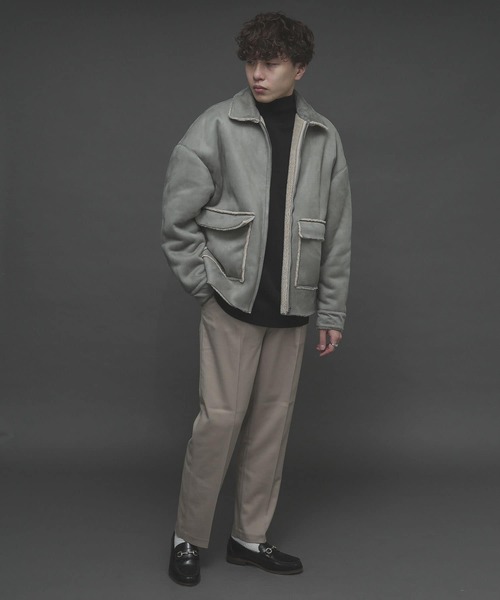 SENSE OF PLACE by URBAN RESEARCH（センスオブプレイスバイアーバンリサーチ）の「ムートンジップブルゾン（ムートンコート・メンズ・ライトベージュ/ブラック/ミント・MEDIUM/LARGE）」の11枚目の写真