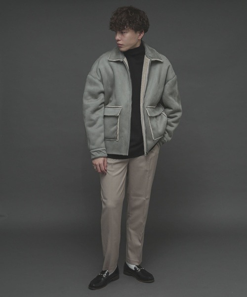 SENSE OF PLACE by URBAN RESEARCH（センスオブプレイスバイアーバンリサーチ）の「ムートンジップブルゾン（ムートンコート・メンズ・ライトベージュ/ブラック/ミント・MEDIUM/LARGE）」の12枚目の写真