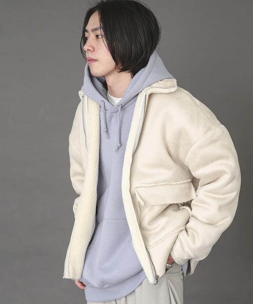 SENSE OF PLACE by URBAN RESEARCH（センスオブプレイスバイアーバンリサーチ）の「ムートンジップブルゾン（ムートンコート・メンズ・ライトベージュ/ブラック/ミント・MEDIUM/LARGE）」の13枚目の写真