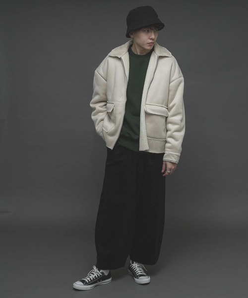 SENSE OF PLACE by URBAN RESEARCH（センスオブプレイスバイアーバンリサーチ）の「ムートンジップブルゾン（ムートンコート・メンズ・ライトベージュ/ブラック/ミント・MEDIUM/LARGE）」の19枚目の写真