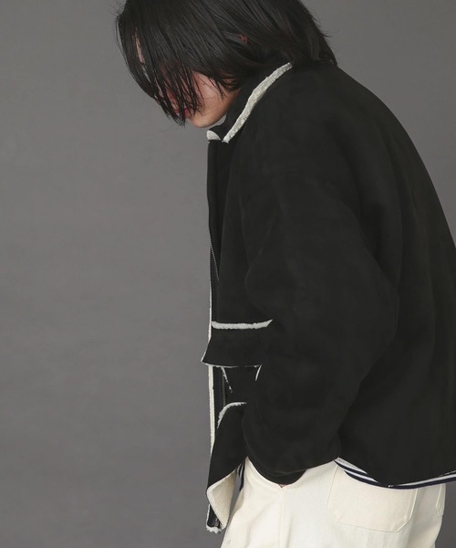 SENSE OF PLACE by URBAN RESEARCH（センスオブプレイスバイアーバンリサーチ）の「ムートンジップブルゾン（ムートンコート・メンズ・ライトベージュ/ブラック/ミント・MEDIUM/LARGE）」の21枚目の写真